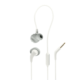 JBL Endurance Run 2 Wired - White - Waterproof Wired Sports In-Ear Headphones - Hero